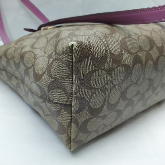 Coach Gallery Signature Brown Coated Leather Double Handles Tote Shoulder Bag - Picture 8 of 16